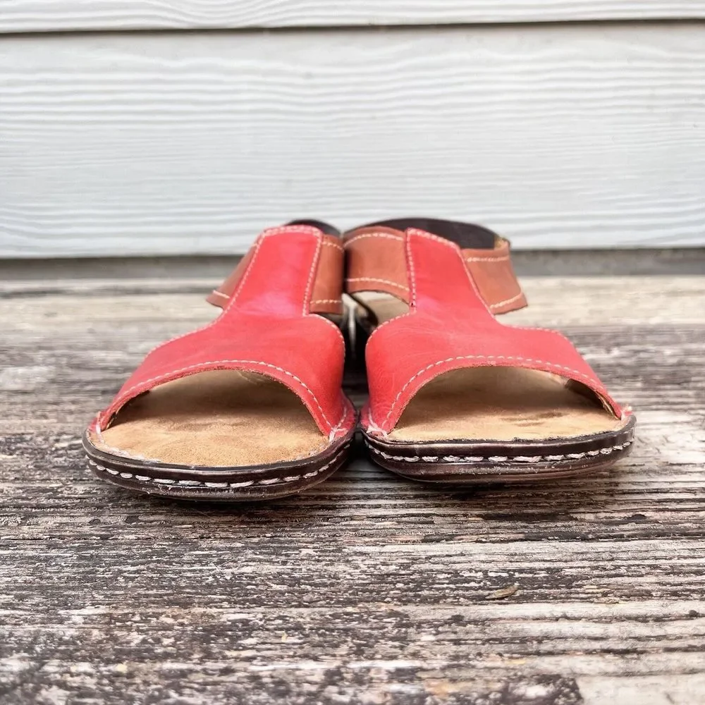 Naturalizer Slingback Sandals Womens 8.5 Red Brown N5 Comfort Leather